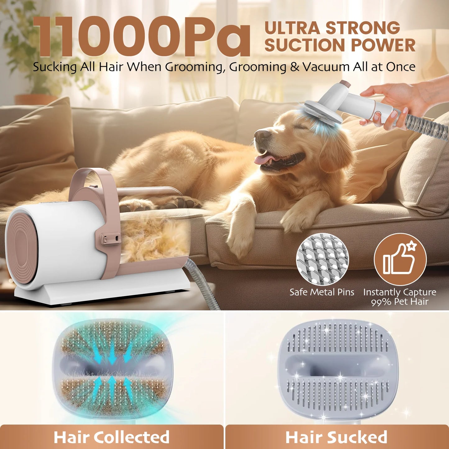 PG50 | 5 in 1 Pet Grooming Kit with Vacuum